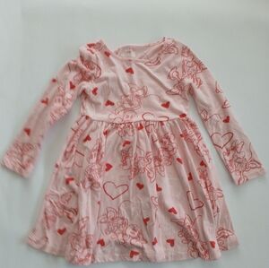 Charming Pink Dress with Red Heart Design